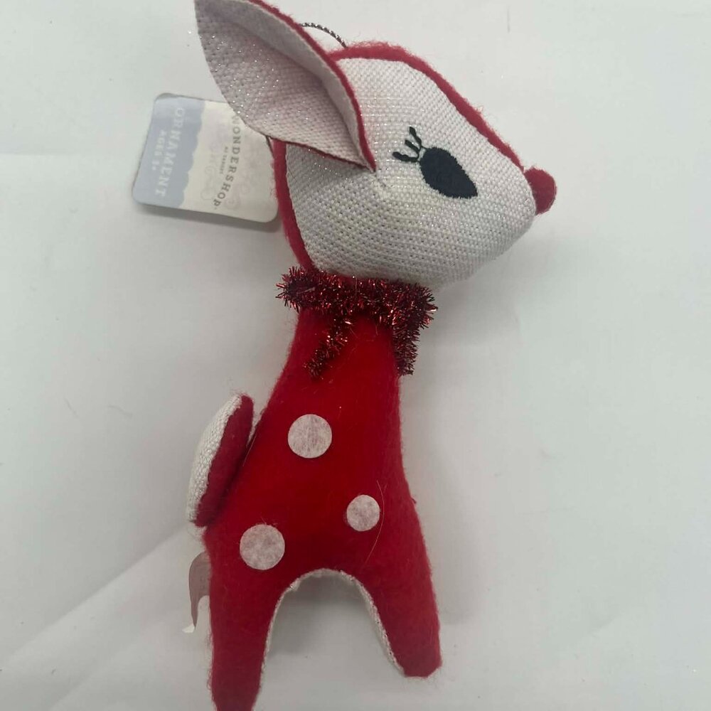 Target Wondershop  Retro Red Felt Fabric Deer Ornaments 5in NWTs